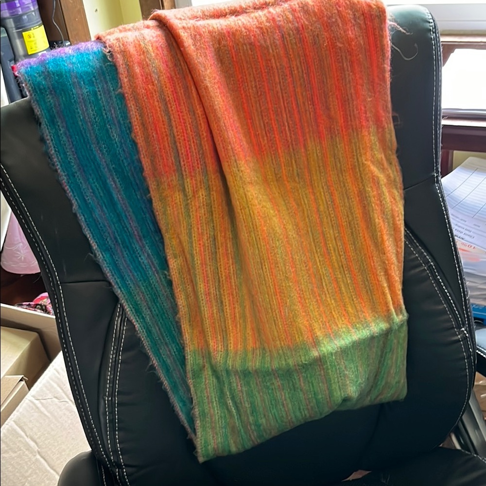 Orange and Purple Gradient Scarf with Ribbed Texture